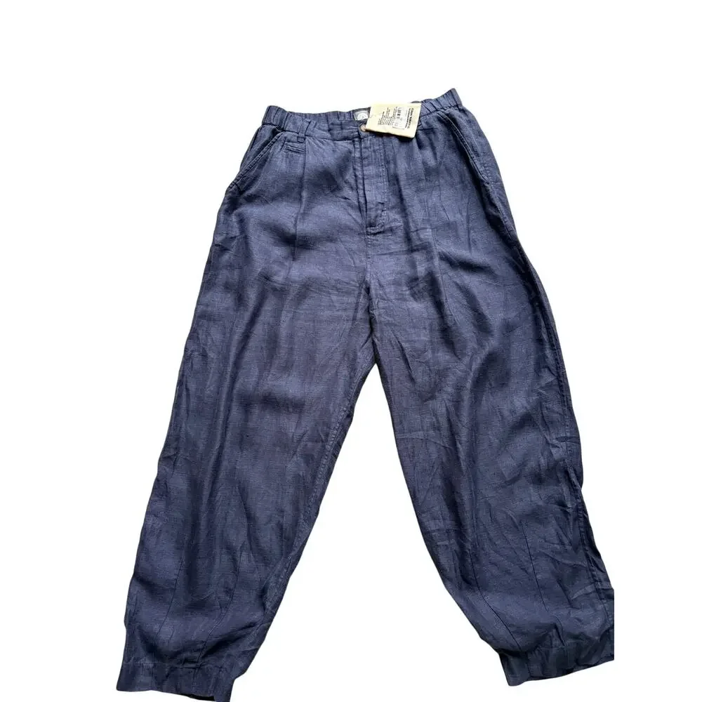 18 East Men's Large Kell Pleated Pant Navy NEW NWT Wide Leg Trouser
